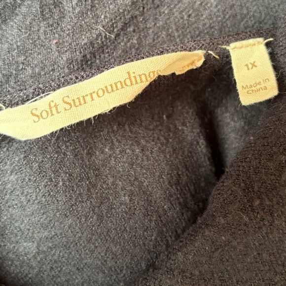 Soft Surroundings Womens 1X Navy Blue Soft Full Zip Collared Sweater Minmalist - Picture 6 of 9